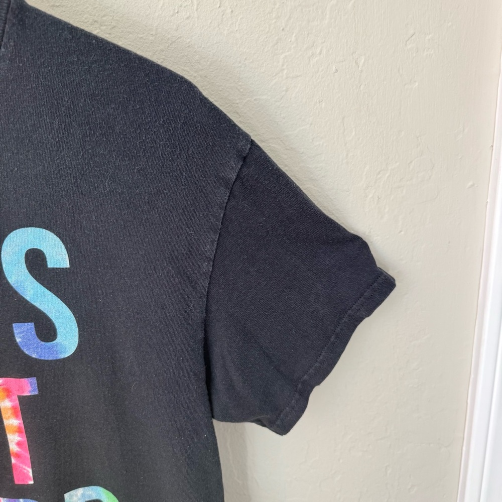 DELTA Unisex “Let’s Get Weird” Graphic Tee Black with Colorful Tie Dye Lettering - Picture 11 of 14